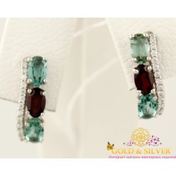 Серебряные серьги Тильда кварц, гранат 2986/9р